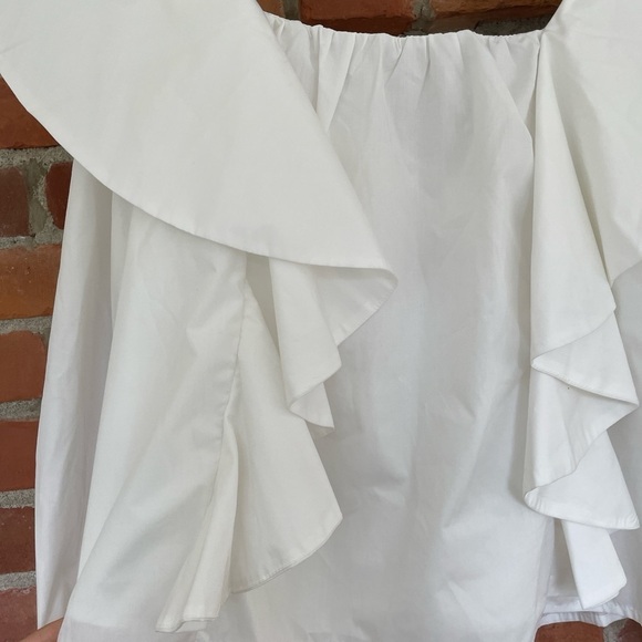 NWT En Saison Square Neck Poplin Ruffle Peasant Blouse | M - Picture 4 of 8